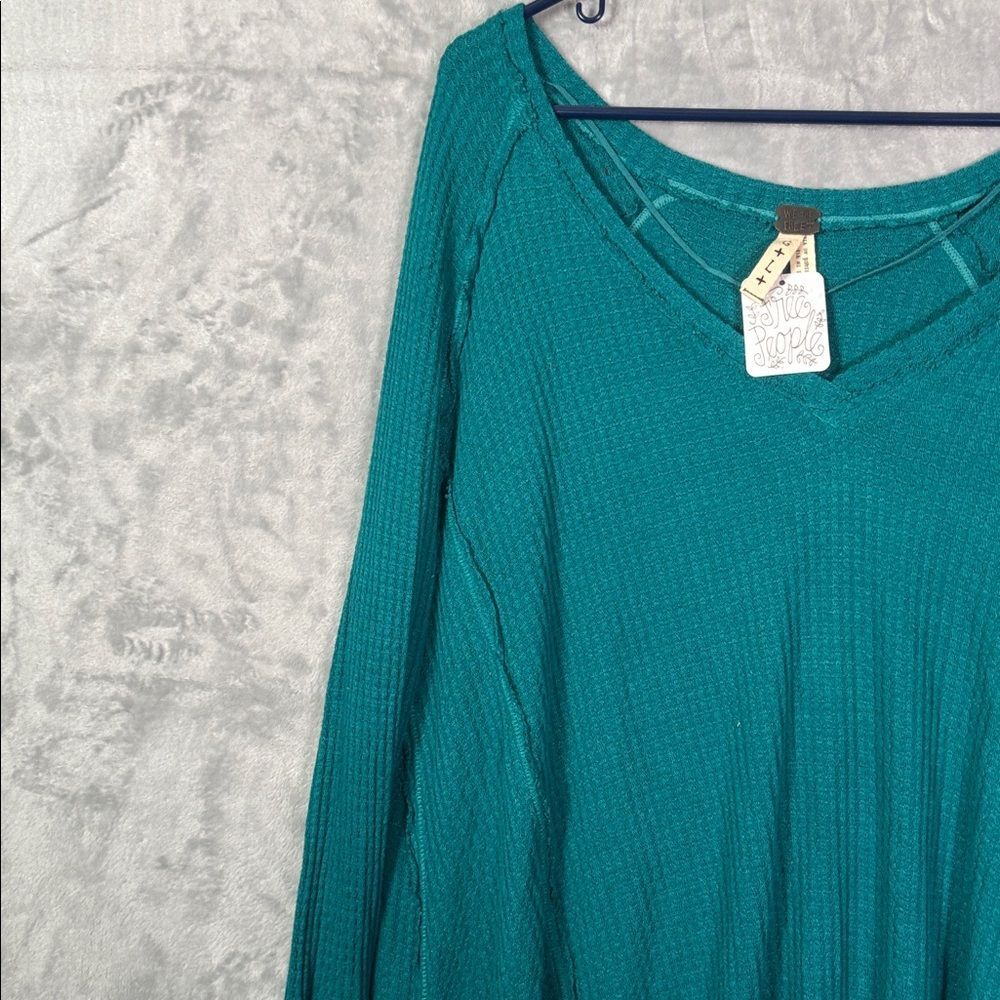 Free People Teal V-Neck Long Sleeve Tunic - Picture 8 of 12